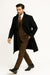 Men's  Peak Lapel Diamond Duster Overcoat Black