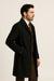 Men's  Peak Lapel Diamond Duster Overcoat Black