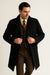Men's  Peak Lapel Diamond Duster Overcoat Black