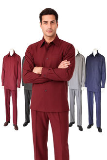 Men's Plain Long Sleeve Casual Walking Suit