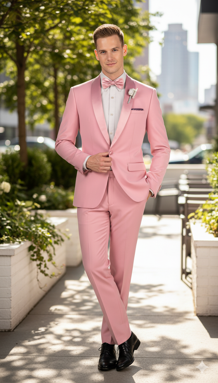Men’s Rose Pink Tuxedo Suit