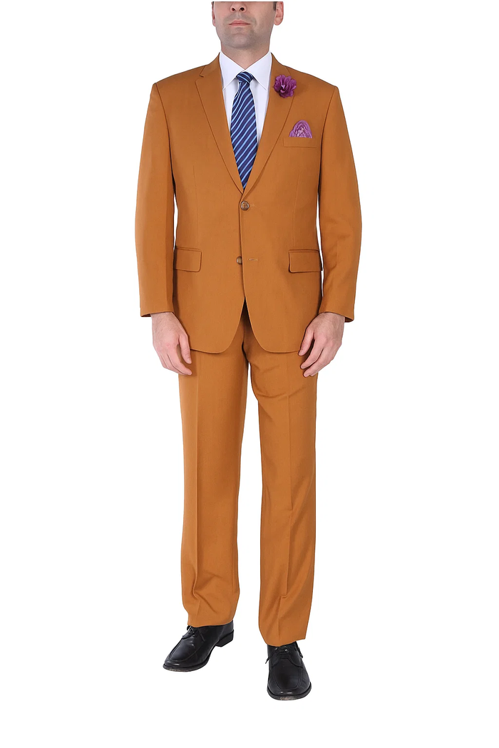 Men's Rust Classic Fit 2 Button Two-Piece Side Vents Cheap Priced Business Suits Clearance Sale - Image 7
