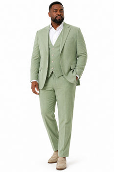 Men's  Notch Label Orange Colour Summer Seersucker Fabric Jacket and Pants 3 Piece Suit