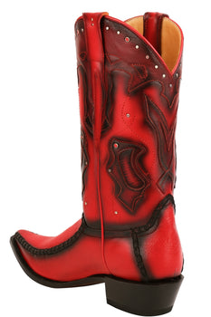 Men's King Exotic Genuine Sharkskin 3x Toe Boots Burnished Red 495v20912 - Image 8