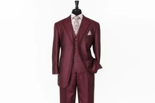 Men's Sharkskin Burgundy ~ Wine ~ Maroon Suit Cheap Priced Business Suits Clearance Sale