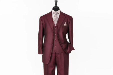 Men's Sharkskin Burgundy ~ Wine ~ Maroon Suit Cheap Priced Business Suits Clearance Sale
