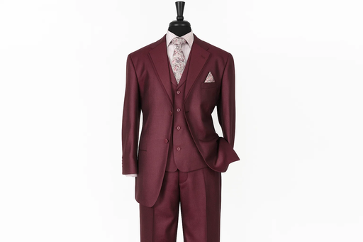 Men's Sharkskin Burgundy ~ Wine ~ Maroon Suit Cheap Priced Business Suits Clearance Sale