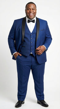 Men’s Shiny Sharkskin Saphire Royal Blue Tuxedo