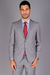 Mantoni Suit - Signature Menswear Wool Fabric SuitsOutlet - Brand Men's Slim-fit patterned Grey 2-button Suit - High End Suits - High Quality Suits