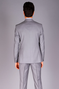 Men's Slim Fit Light Grey Sharkskin 2-Button Suit