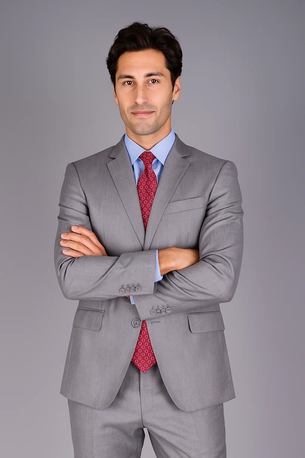 Men's Slim Fit Light Grey Sharkskin 2-Button Suit