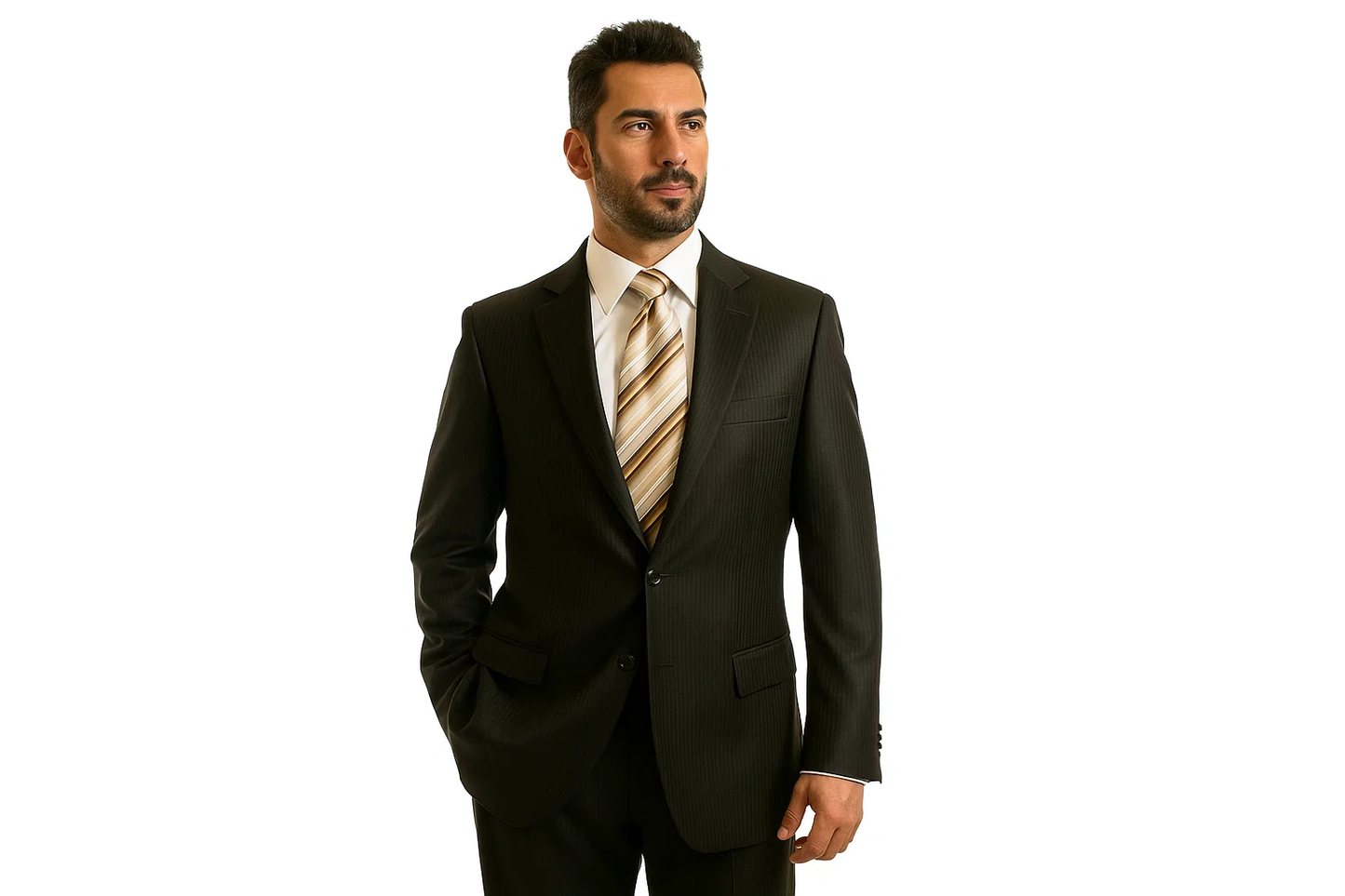 Men's Suit Brown Pinstripe Designer affordable Cheap Priced Business Suits Clearance Sale online sale - Image 2