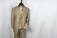 Men's Tan 3 Button Sharkskin Cheap Priced Business Suits Clearance Sale