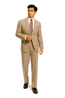 Men's Two Button Slim Cut Fitted Light Tan ~ Beige Cheap Priced Business Suits Clearance Sale