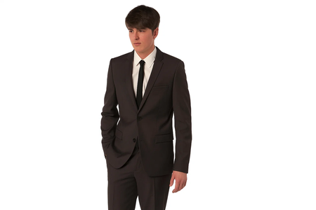 Men's Ultra Slim Cut Black Cheap Priced Business Suits Clearance Sale In 2-Button Style + Free Shirt & Tie Package Combo ~ Combination Deal