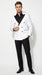 Men’s White Double Breasted Blazer Tuxedo Dinner Jacket with Black Satin Lapel White and Black Color