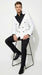 Men’s White Double Breasted Blazer Tuxedo Dinner Jacket with Black Satin Lapel White and Black Color