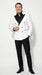 Men’s White Double Breasted Blazer Tuxedo Dinner Jacket with Black Satin Lapel White and Black Color