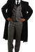 Men's Wool Classic Full Length  Fashion Top Coat Black