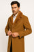Men's Wool and Overcoat With Fur Collar Full Length 48 Inches Camel