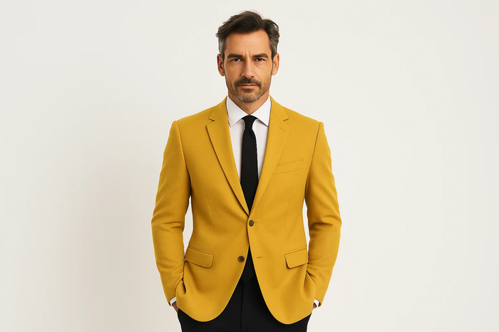 Men's Yellow Four Button Cuffs Cheap Priced Designer Fashion Dress Casual Blazer On Sale Blazer - Image 2