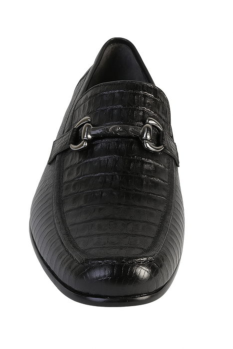 Mens Black Genuine Caiman Belly And Lizard Slip On By Los Altos