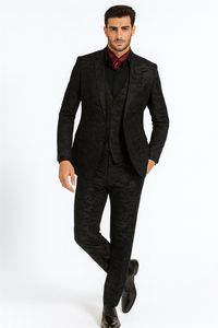 Mens Slim 3 Pieces Black Suit