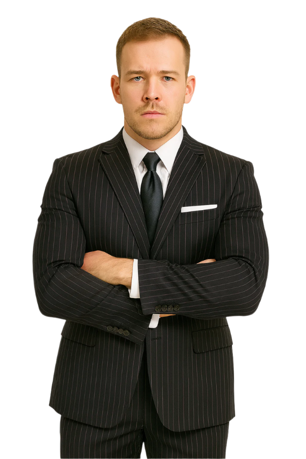 Dark Navy Wide Pinstripe 2 Button Men's Suit - Dark Blue Suit - Image 9