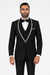 Men's Trimmed Shawl Lapel Blazer Dinner Jacket Black Vested Sport Coat
