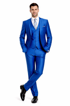 Men's  3 Piece Suit Slim Fit Blue Suit - Image 8