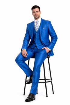 Men's  3 Piece Suit Slim Fit Blue Suit - Image 4