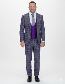 Statement Men's 3-Piece Modern Fit Suit – 100% Wool with Sleek Scoop Vest