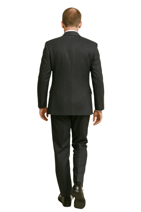 Dark Navy Wide Pinstripe 2 Button Men's Suit - Dark Blue Suit