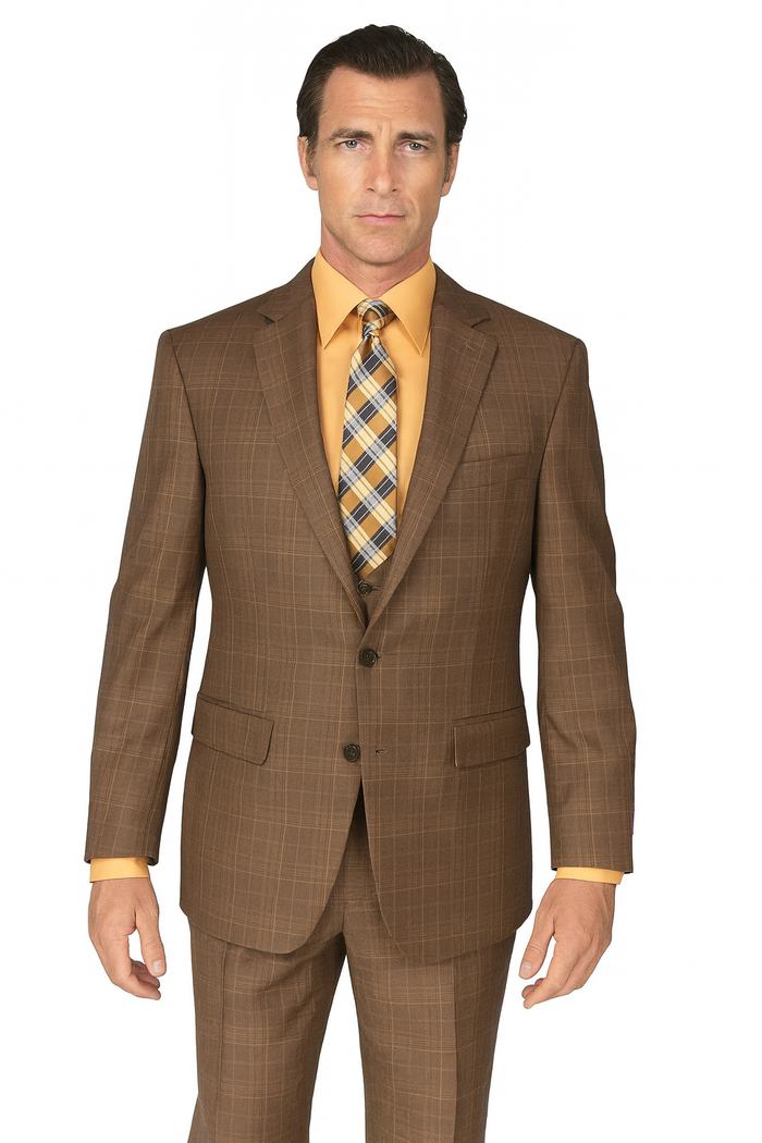 Renaissance Collection - Regular Fit 3 Piece Suit Chestnut Modern Fit