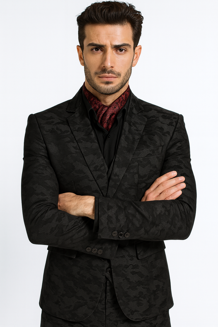 Mens Slim 3 Pieces Black Suit