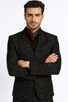 Mens Slim 3 Pieces Black Suit
