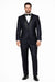 Indigo Shiny Tuxedo Vested Suit - Sateen Sharkskin Fabric Groom Suit