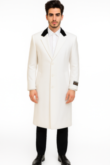 Mens Full Length and Cashmere Overcoat - Winter Topcoats - White Coat