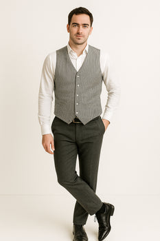 Men's Dark Navy Blue and White Stripe ~ Pinstripe Seersucker Sear sucker suit Vest Set - Image 46