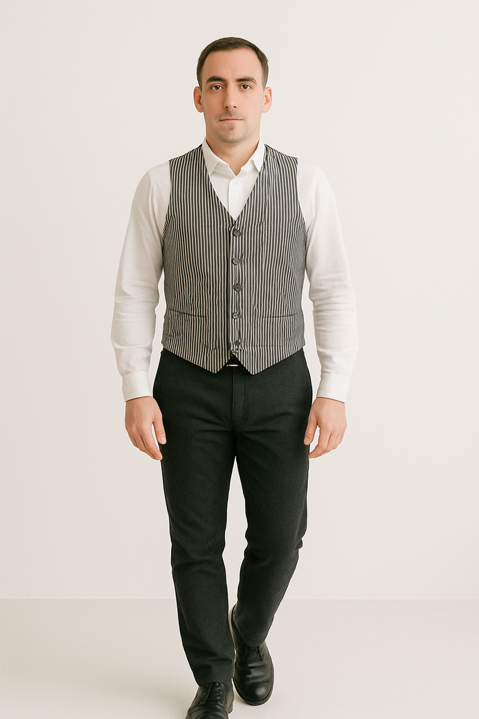 Men's Dark Navy Blue and White Stripe ~ Pinstripe Seersucker Sear sucker suit Vest Set - Image 38