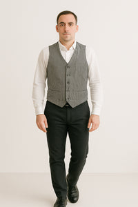 Men's Dark Navy Blue and White Stripe ~ Pinstripe Seersucker Sear sucker suit Vest Set
