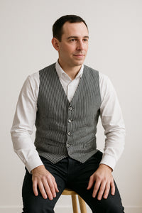 Men's Dark Navy Blue and White Stripe ~ Pinstripe Seersucker Sear sucker suit Vest Set