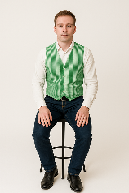 Men's Dark Navy Blue and White Stripe ~ Pinstripe Seersucker Sear sucker suit Vest Set - Image 13
