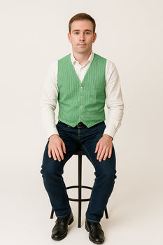 Men's Dark Navy Blue and White Stripe ~ Pinstripe Seersucker Sear sucker suit Vest Set - Image 13
