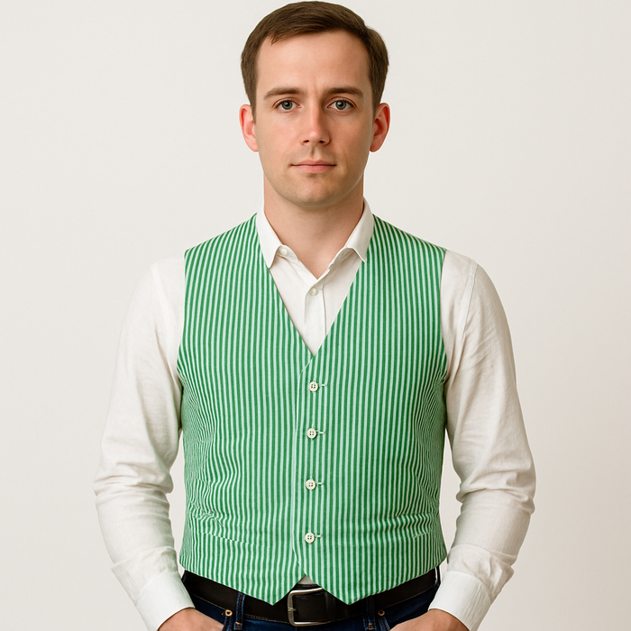 Men's Dark Navy Blue and White Stripe ~ Pinstripe Seersucker Sear sucker suit Vest Set - Image 7