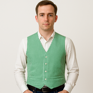 Men's Dark Navy Blue and White Stripe ~ Pinstripe Seersucker Sear sucker suit Vest Set