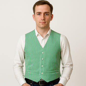 Men's Dark Navy Blue and White Stripe ~ Pinstripe Seersucker Sear sucker suit Vest Set - Image 7