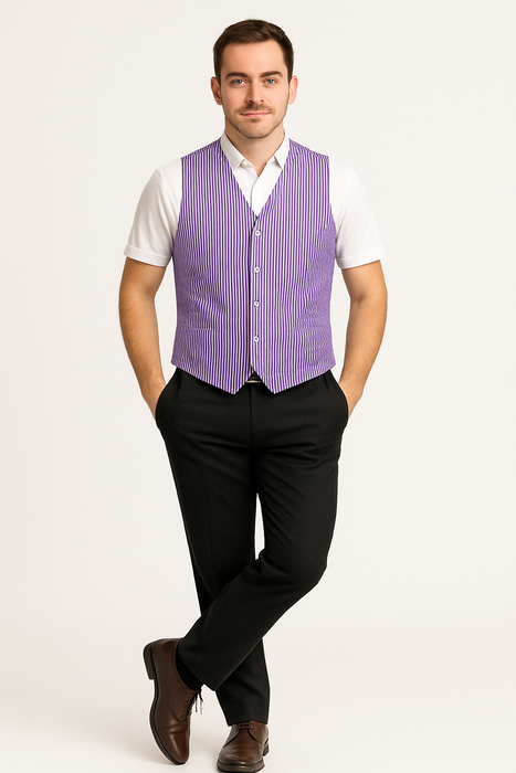 Men's Dark Navy Blue and White Stripe ~ Pinstripe Seersucker Sear sucker suit Vest Set