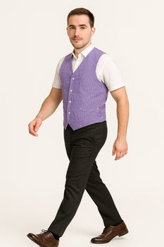 Men's Dark Navy Blue and White Stripe ~ Pinstripe Seersucker Sear sucker suit Vest Set - Image 54
