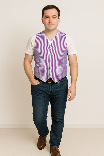 Men's Dark Navy Blue and White Stripe ~ Pinstripe Seersucker Sear sucker suit Vest Set - Image 55